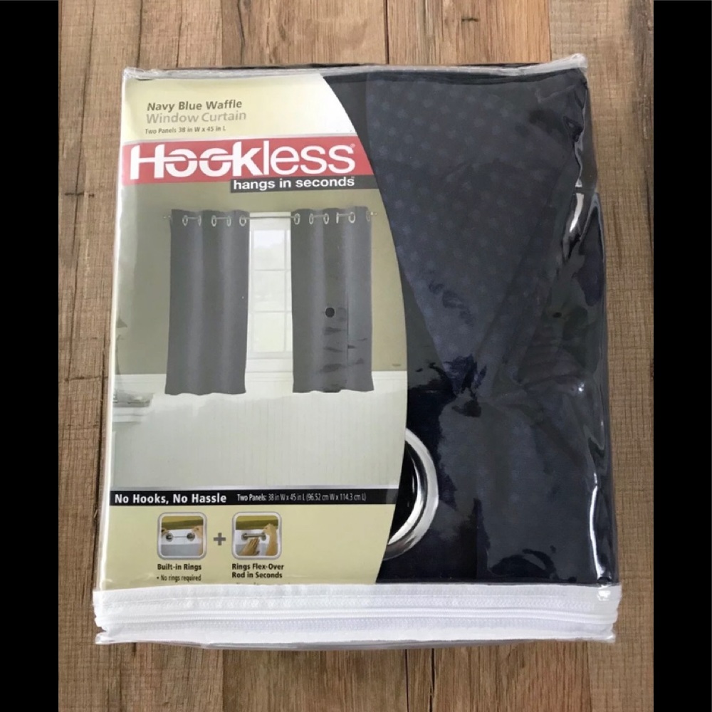 Hookless Sure Fit Waffle Curtain Navy Blue